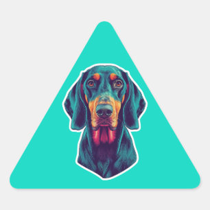 Getrouwe Gloed – Levendig Bluetick Coonhound Pop A Driehoek Sticker