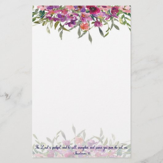 getrouwe waterverf floral briefpapier (Voorkant)