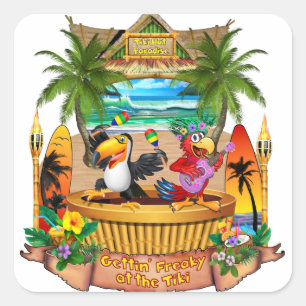 GETTIN' FREAKY OP DE TIKI VIERKANTE STICKER