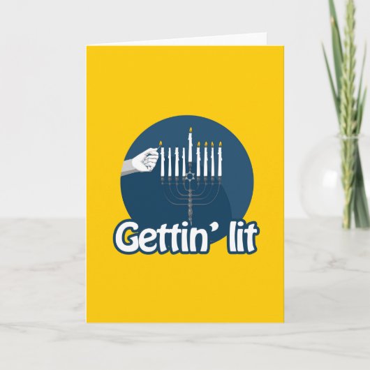 GETTIN LIT HANUKKAH FEESTDAGEN KAART (Voorkant)