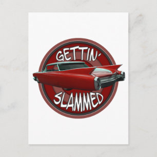 gettin slammed 1960 Cadillac Rollin red lowrider Briefkaart