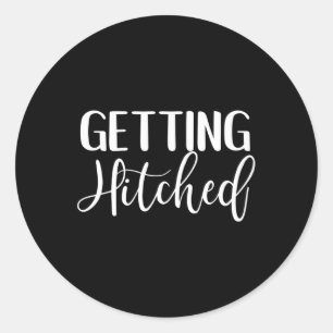 Getting Hitched bruid en bruidegom Fancy huwelijks Ronde Sticker