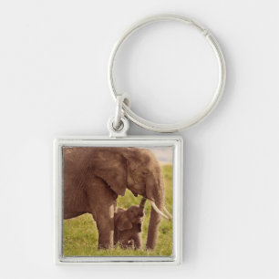 Getty Afbeeldingen Elefant en Baby Sleutelhanger