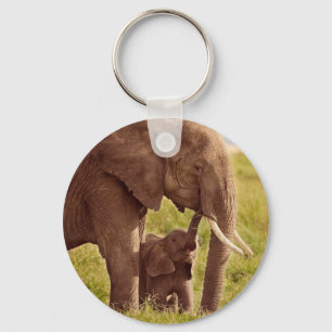 Getty Afbeeldingen Elefant en Baby Sleutelhanger