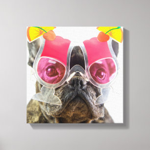 Getty Afbeeldingen   Hond met cocktailglazen Canvas Afdruk