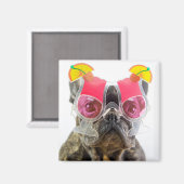 Getty Afbeeldingen | Hond met cocktailglazen Magneet (Voorkant / Achterkant)