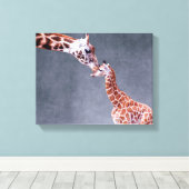 Getty Afbeeldingen | Moeder en Baby Giraffe Canvas Afdruk (Insitu (Houten vloer))