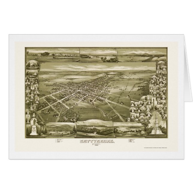 Gettysburg, carte panoramique de PA - 1888 (Devant horizontal)