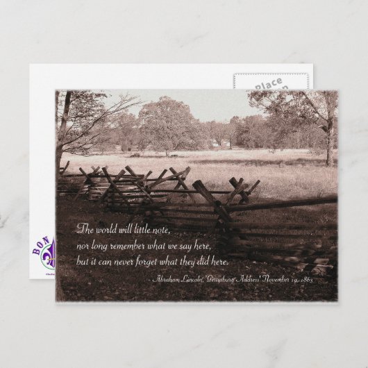 Gettysburg - carte postale #2 de champ de bataille (Devant / Derrière)