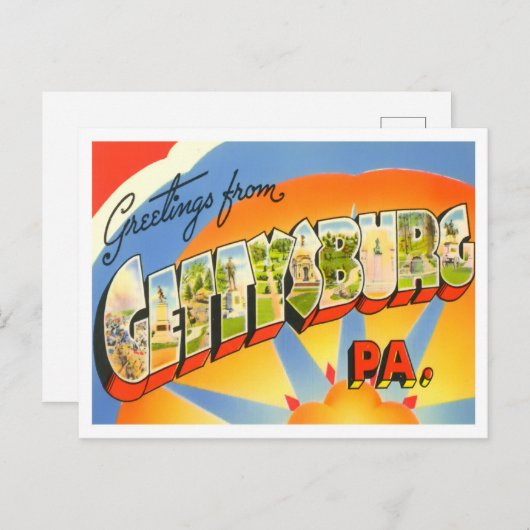 Gettysburg, Pennsylvania  Big Letters Briefkaart (Voorkant / Achterkant)