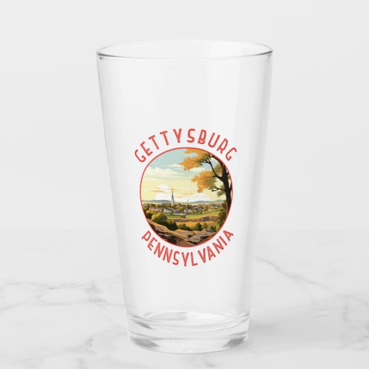 Gettysburg Pennsylvania Retro Verdrietige Cirkel Glas (Voorkant)