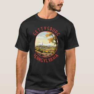 Gettysburg Pennsylvania Retro Verdrietige Cirkel T-shirt