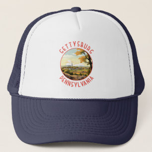 Gettysburg Pennsylvania Retro Verdrietige Cirkel Trucker Pet