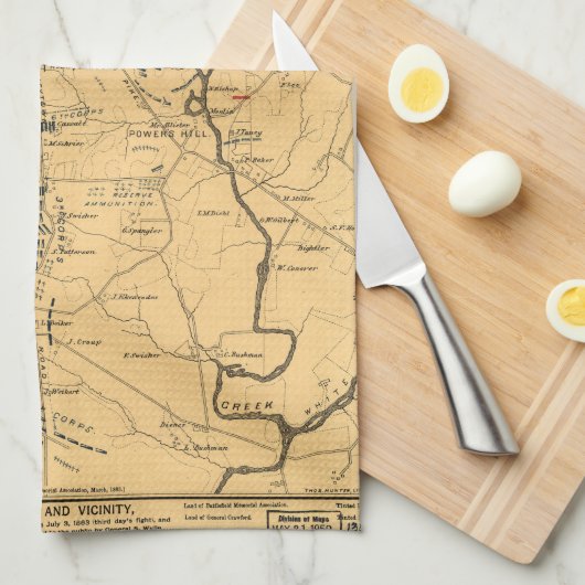Gettysburg & Vicinity Troop Positions Juli 3 1863 Theedoek (Quarter Fold)
