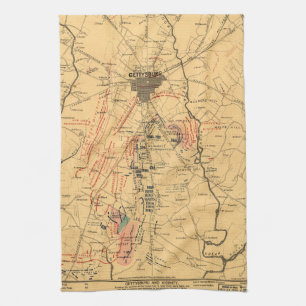 Gettysburg & Vicinity Troop Positions Juli 3 1863 Theedoek
