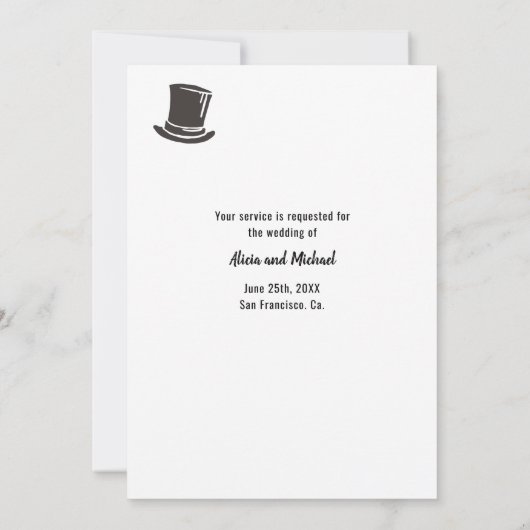 Getuige bruidsjonker humoristische elegante aanvra kaart (Achterkant)