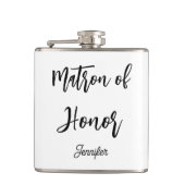 Getuige dame zwart wit bruiloft heupfles (Voorkant)