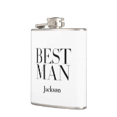 Getuige Gepersonaliseerd Wit Zwart Modern Eenvoudi Heupfles (Links)