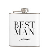 Getuige Gepersonaliseerd Wit Zwart Modern Eenvoudi Heupfles (Voorkant)