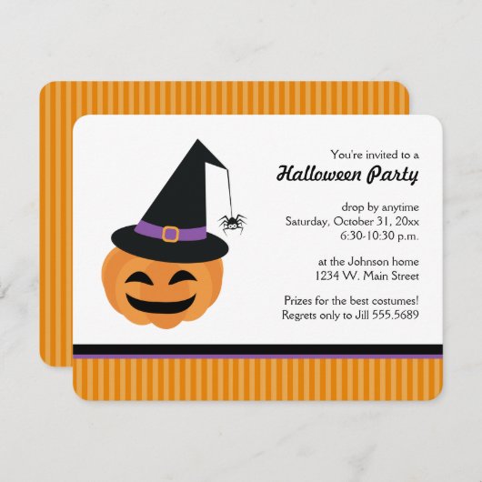 Getuige Jack o Lantern Halloween Party Uitnodiging (Voorkant / Achterkant)