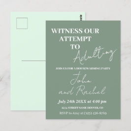 Getuige onze poging tot volwassen housewarming par briefkaart