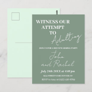 Getuige onze poging tot volwassen housewarming par briefkaart