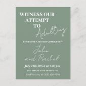 Getuige onze poging tot volwassen housewarming par briefkaart (Voorkant)