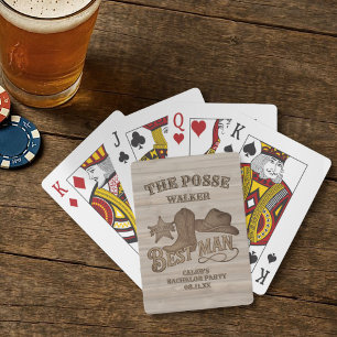 Getuige posse rustieke cowboy vrijgezellenfeest pokerkaarten