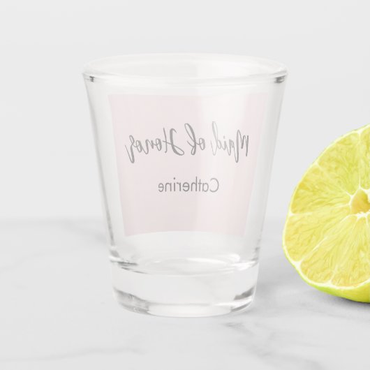 Getuige Roze Bruiloftfeest Script Shot Glas (Achterkant)