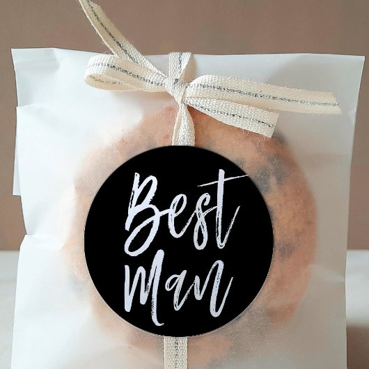 getuige | Script Style Bruiloft Zwart Ronde Sticker