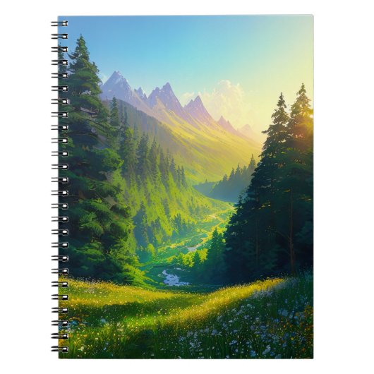 Getuige van de pracht van de dennenzonsopgang notitieboek (Voorkant)