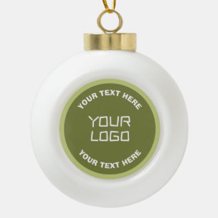 Geüpload logo of ontwerp & bewerkbare tekst in elk keramische bal ornament