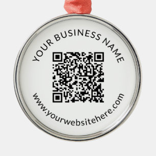 Geüpload QR-code sjabloon met bewerkbare tekst Metalen Ornament