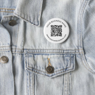 Geüpload sjabloon voor QR-code met bewerkbare teks Ronde Button 5,7 Cm