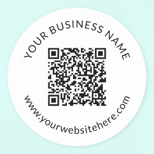 Geüploade QR-code Sjabloon met bewerkbare tekst Ronde Sticker