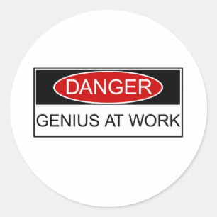 Gevaar Genius op het werk Ronde Sticker