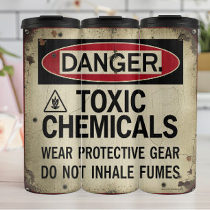 Gevaar: giftige chemicaliën, beschermende uitrusti thermosbeker