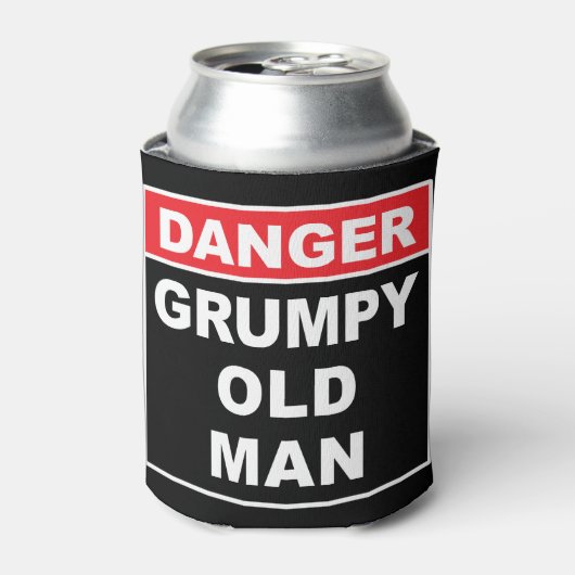 Gevaar: Grumpy Old Man - Funny Gag Joke Gift Blikjeskoeler (Blikje Voorkant)