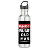 Gevaar: Grumpy Old Man - Funny Gag Joke Gift Waterfles (Voorkant)