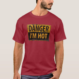GEVAAR, IK BEN HOT - het Waarschuwingsbord van de T-shirt