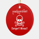 Gevaar!! Mijnen!! ☠ Cambodjaans Khmer Bord ☠ Keramisch Ornament (Links)
