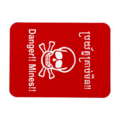 Gevaar! Mijnen! ☠ Cambodjaanse Khmer ☠ Magneet (Horizontaal)