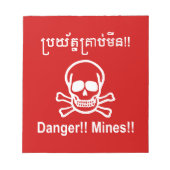 Gevaar! Mijnen! ☠ Cambodjaanse Khmer ☠ Notitieblok (Voorkant)