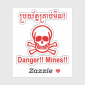 Gevaar! Mijnen! ☠ Cambodjaanse Khmer ☠ Sticker (Vel)