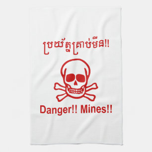 Gevaar! Mijnen! ☠ Cambodjaanse Khmer ☠ Theedoek