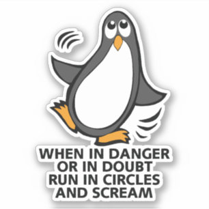 Gevaar of in Doubt Funny Penguin Contour Cut Sticker