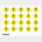 GEVAAR - SCHEDEL EN BOTTEN SYMBOOL RONDE STICKER (Vel)