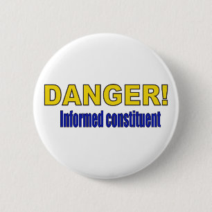 GEVAAR! Voorgelicht onderdeel Ronde Button 5,7 Cm