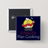 Gevaarlijk Man koken Vierkante Button 5,1 Cm (Voorkant /achterkant)