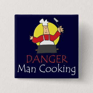 Gevaarlijk Man koken Vierkante Button 5,1 Cm